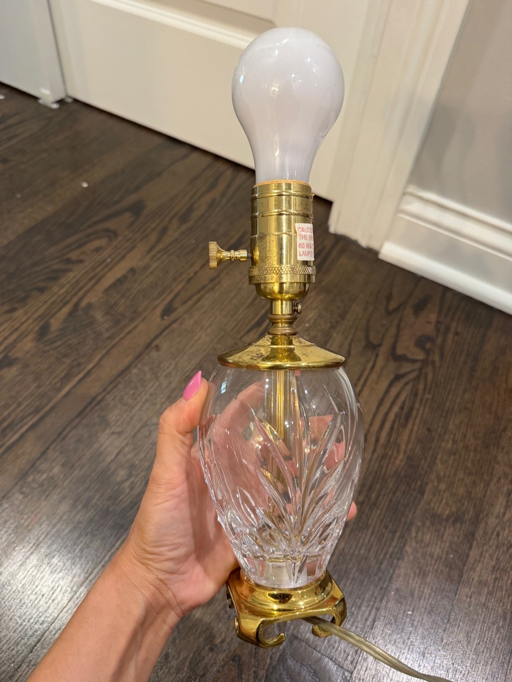 Vintage Reed & Barton Brass Color & Crystal Lamp